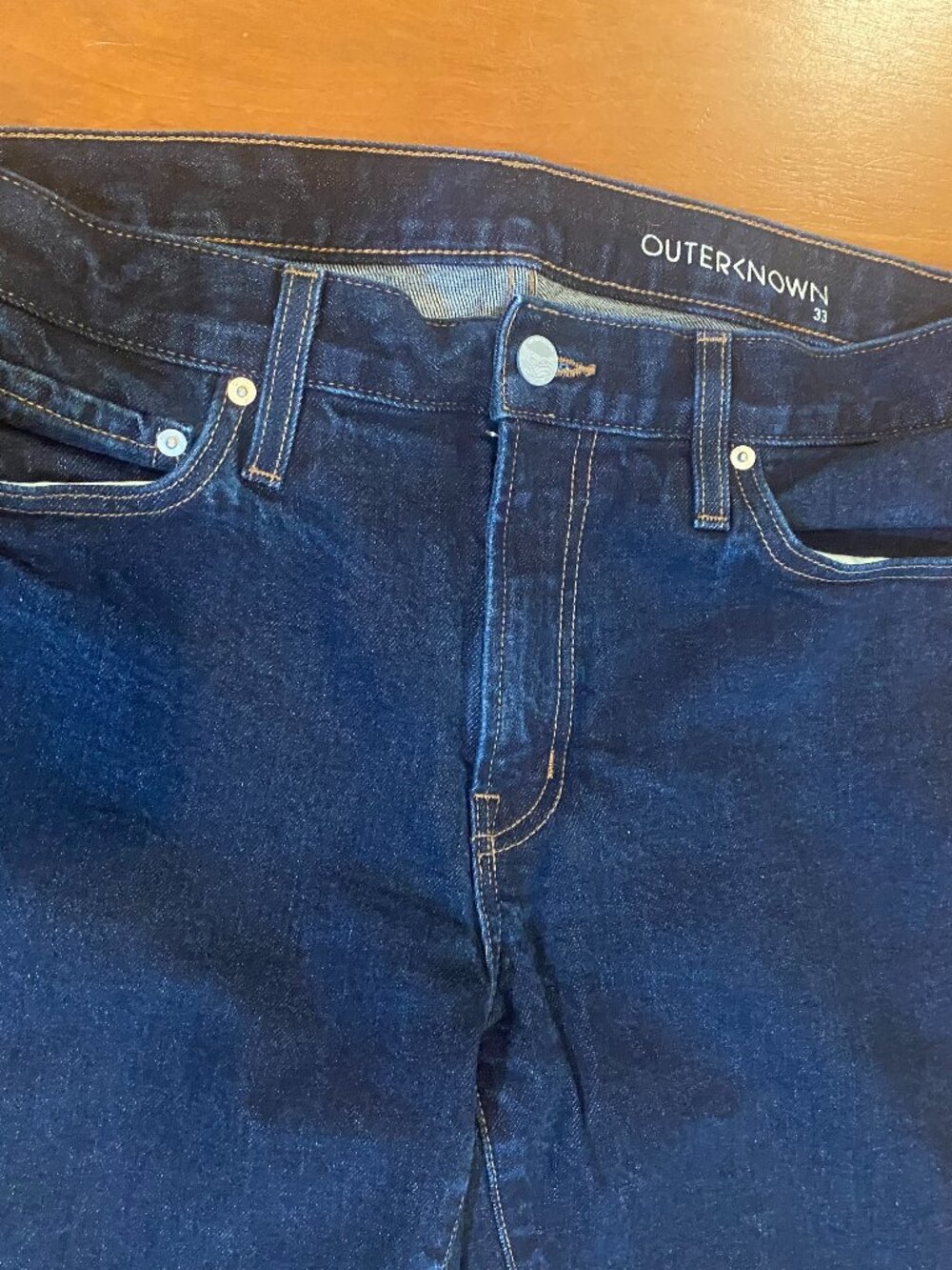Outerknown Slim Fit Men's Jeans!  Dark Rinse, Size 33 x 32, Like new condition